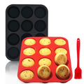 Bongpuda Silicone Muffin Pan,2 Pack 2.8" 12 Cups Silicone Egg Bites Pan,Non-Stick,Easy to Release,BPA Free,for Egg Muffins,Cupcakes, Tarts, Breads (Black + Red)