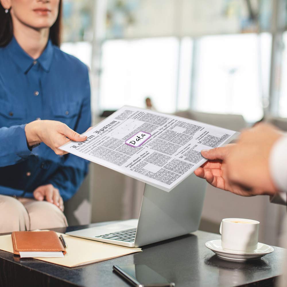 50 Pack L-Type Plastic Document Folder, Clear Document Folder Copy Safe Project Pocket US Letter/ A4 Size in Transparent Color (Folder 50 Pack)