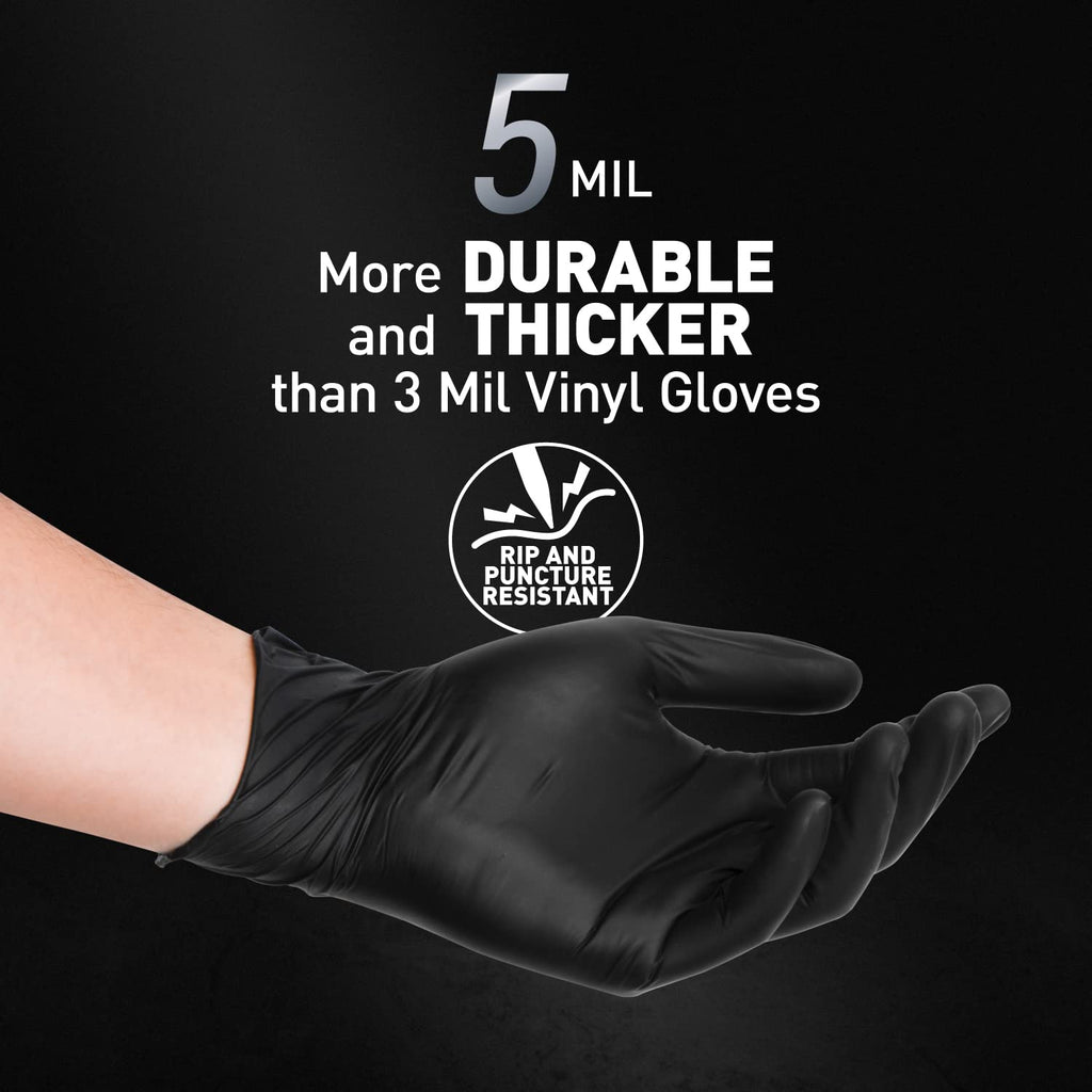 Black Disposable Gloves L|Latex-Free Vinyl Gloves for Household, Food Handling, Lab Work and More|Large,100 Counts/Box