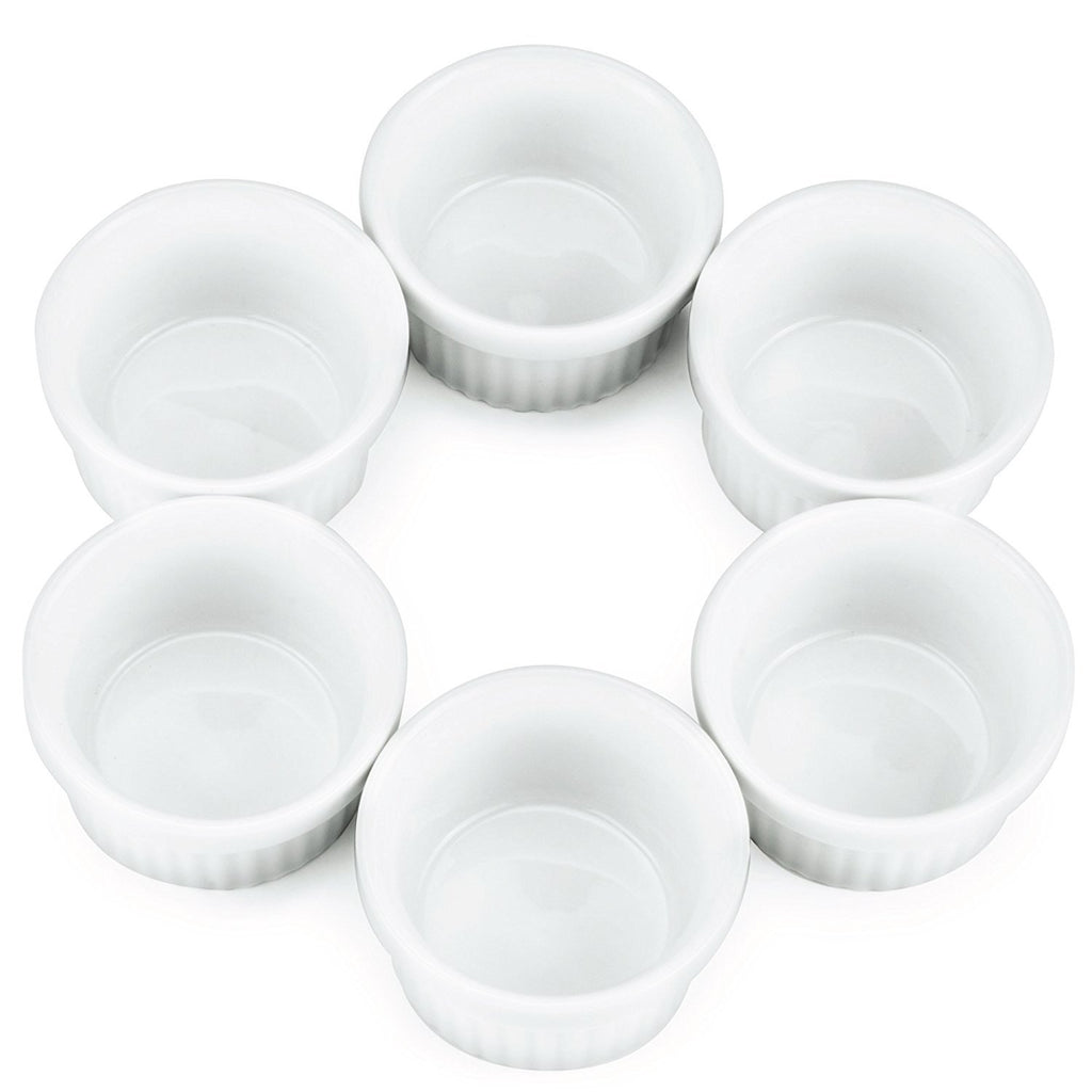 12 Pack of Mini Ramekins - 1 oz./30 ml Porcelain Souffle Dish, Dipping Sauce, Small Dessert Cups Set, Microwave & Oven Safe by Kÿchen