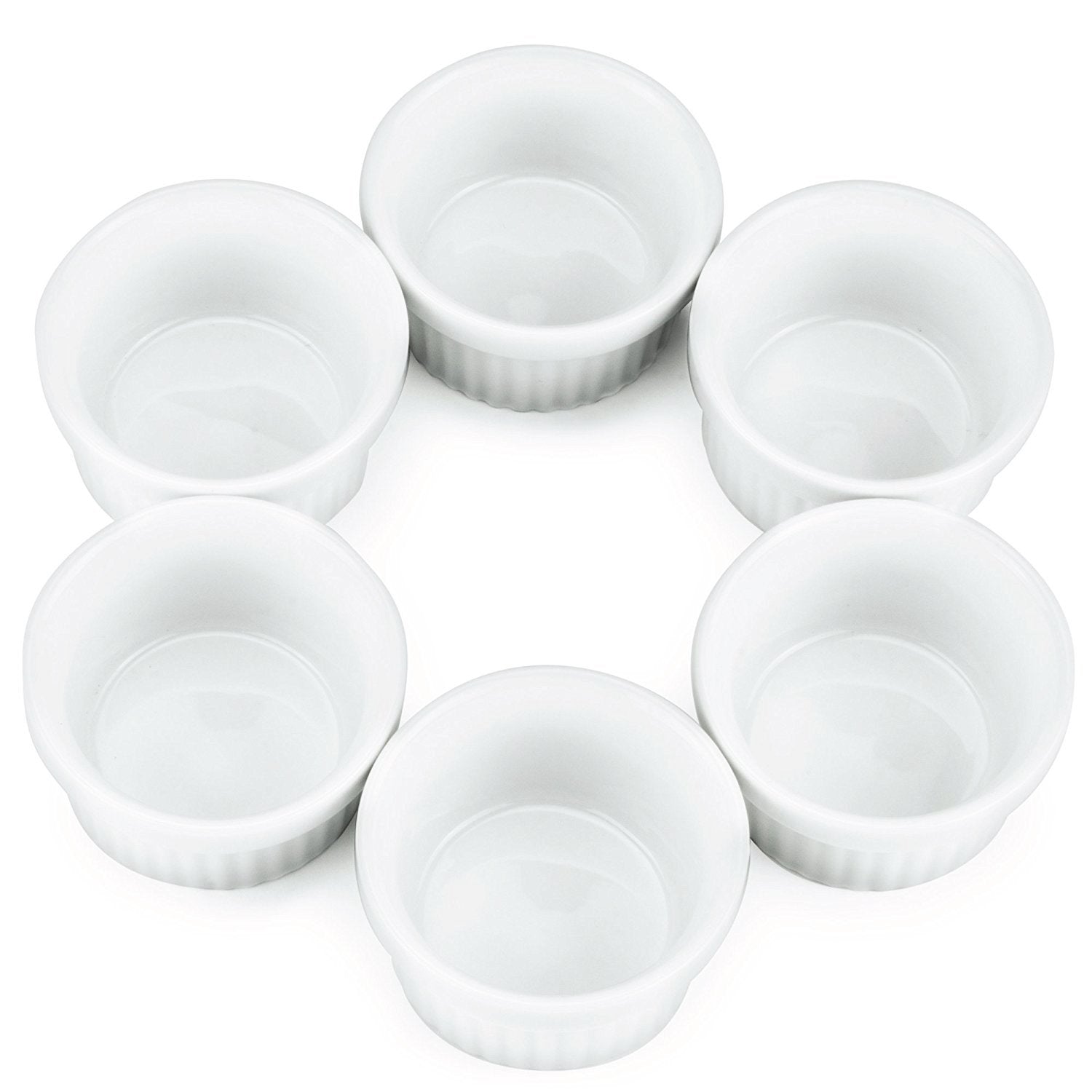 12 Pack of Mini Ramekins - 1 oz./30 ml Porcelain Souffle Dish, Dipping Sauce, Small Dessert Cups Set, Microwave & Oven Safe by Kÿchen