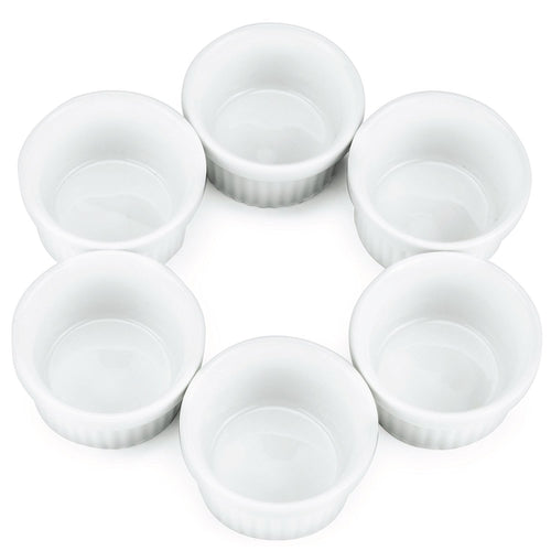 12 Pack of Mini Ramekins - 1 oz./30 ml Porcelain Souffle Dish, Dipping Sauce, Small Dessert Cups Set, Microwave & Oven Safe by Kÿchen