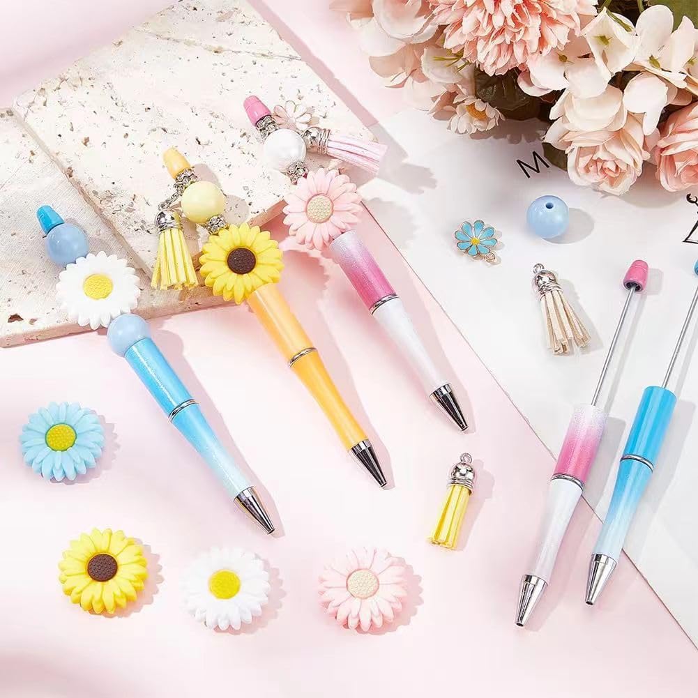40pcs Beadable Pen, BetterJonny Plastic Bead Pen Black Ink Blue Ink Ballpoint Pens Creative DIY Pens Assorted Cute Cool Pen for Kids Student Teacher Office School Supplies, 40 Colors