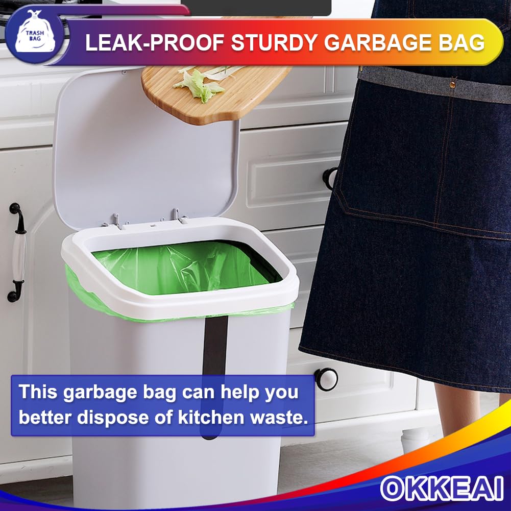 OKKEAI Biodegradable Garbage Bags 13 Gallon Tall Kitchen Trash Bags Compostable Bags Recycling 49 Liter Bin Liners for Lawn Kitchen,Home,Office,Green,60 Counts(Fits 10-15 Gallon Bins)…