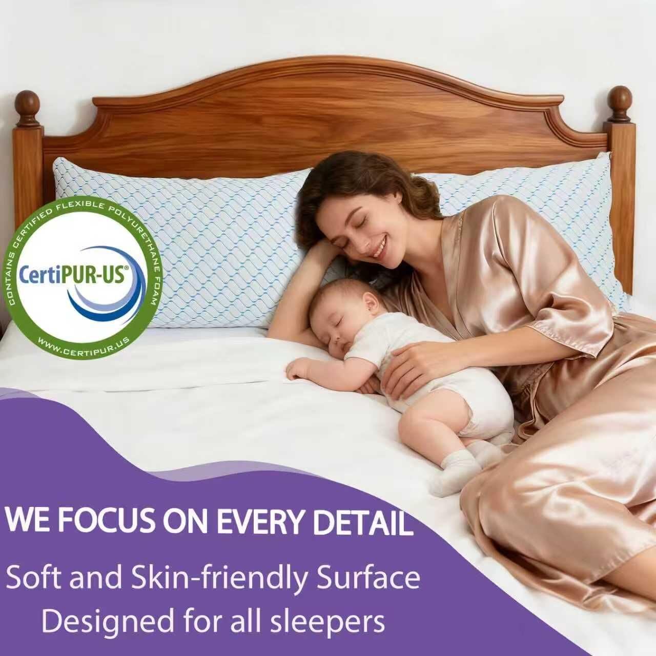 Memory Foam Pillows Queen Size Set of 2, Adjustable Cooling Pillow for Side Back Stomach Sleepers with Washable Removable Cover