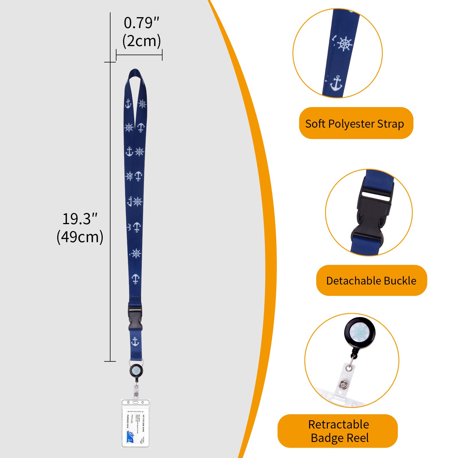 Retractable Waterproof Lanyard with ID Badge Reel Holder & Detachable Buckle for Ships Key Cards, Cruise Essentials & Must Have Accessories (4 Colors)