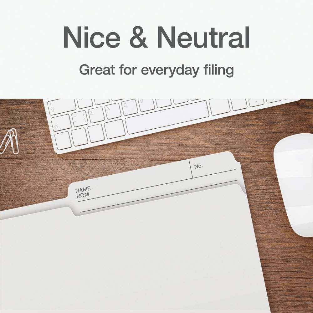 Pendaflex File Folders - Ivory/White Colour File Organizers, 1/2 Cut Tab, Legal Size, Durable Paper Stock, 100/Box, Ideal for Office, Home, and School Organization
