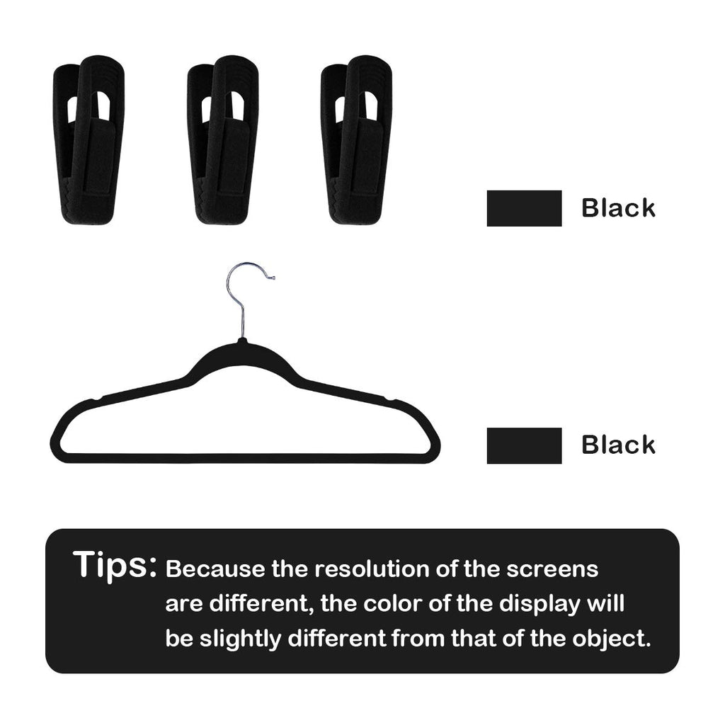 Trgowaul Velvet Hangers Clips, 20 Pack Black Pants Hangers Velvet Clips, Strong Finger Clips Perfect for Thin Velvet Hangers