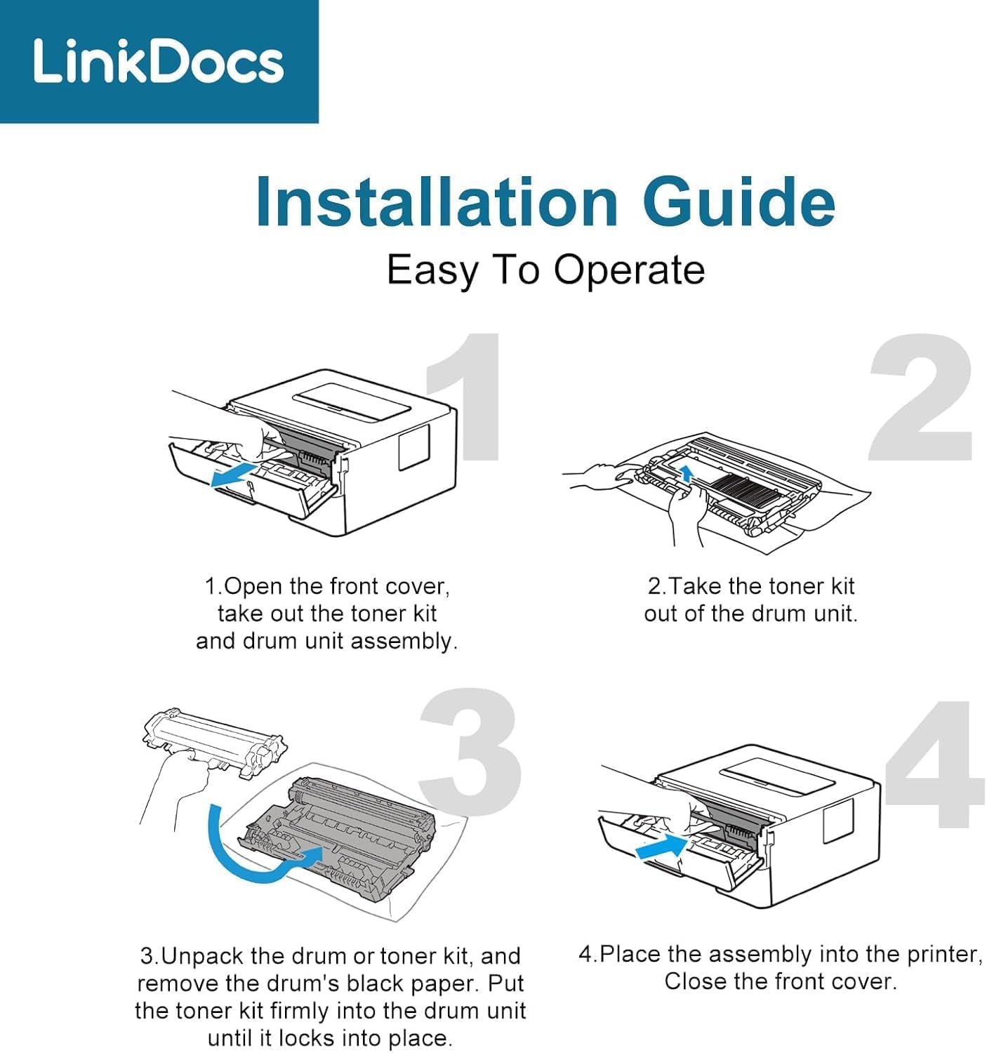 LinkDocs TN830XL Toner Cartridge Compatible Replacement for Brother 830XL TN830 TN830XL Work with Brother HL-L2460DW DCP-L2640DW HL-L2400D HL-L2405W MFC-L2820DW Printer (Black, 2PK)
