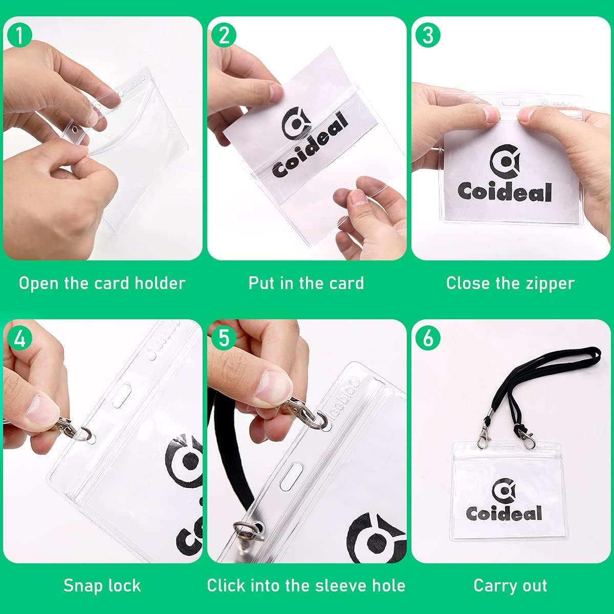 Plastic Horizontal Badge Holder Clear - Coideal 36 Pcs Thick Name Tag ID Card Holders Protector Transparent Sleeves with Waterproof Resealable Zip (126x115mm)