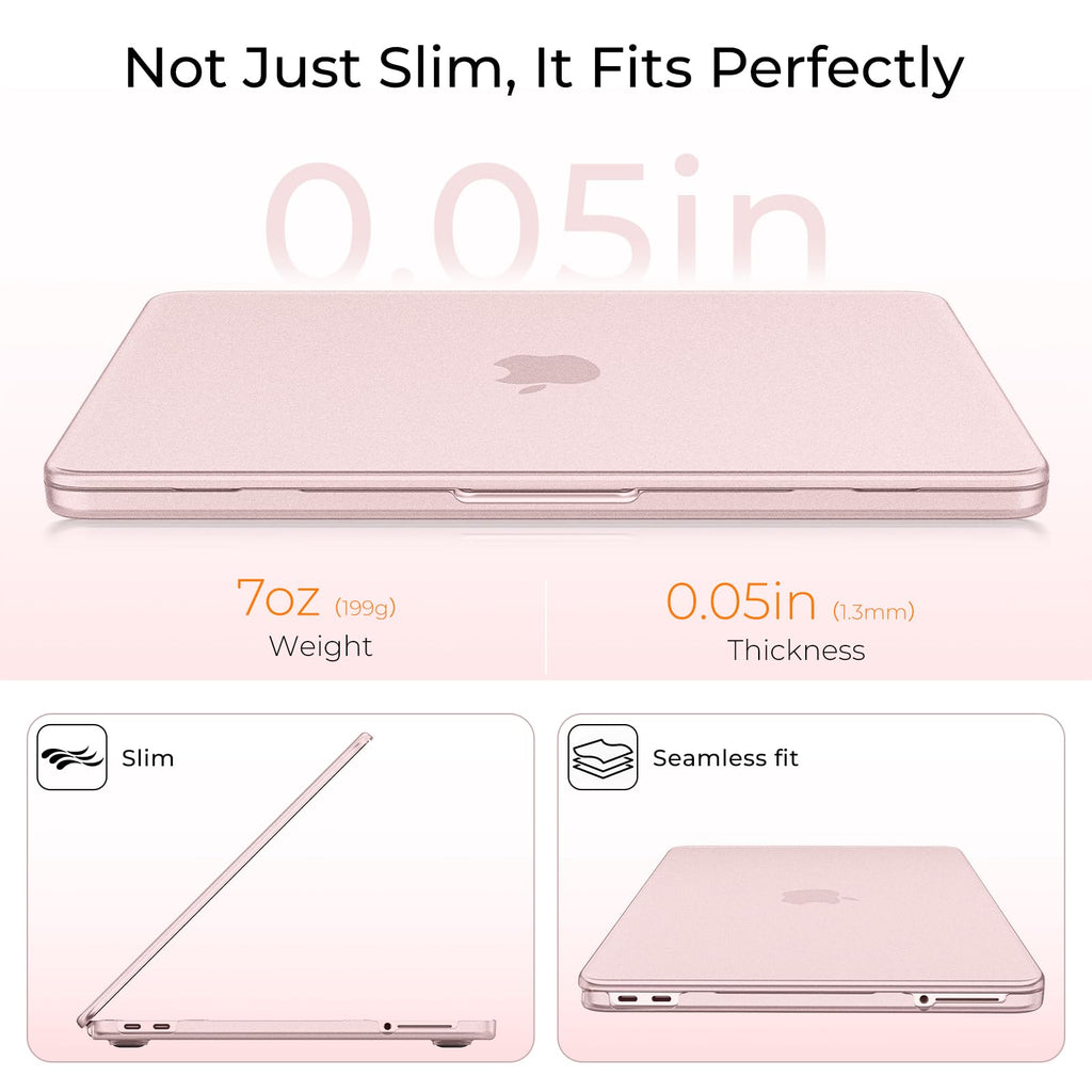 EooCoo for MacBook Neo Case 13 Inch Model A3404 2026 Release, Ultra-Thin & High Fit, Non-Yellowing Hard Cover, Slim Transparent Protective Shell Laptop Accessories, Matte Blush Pink