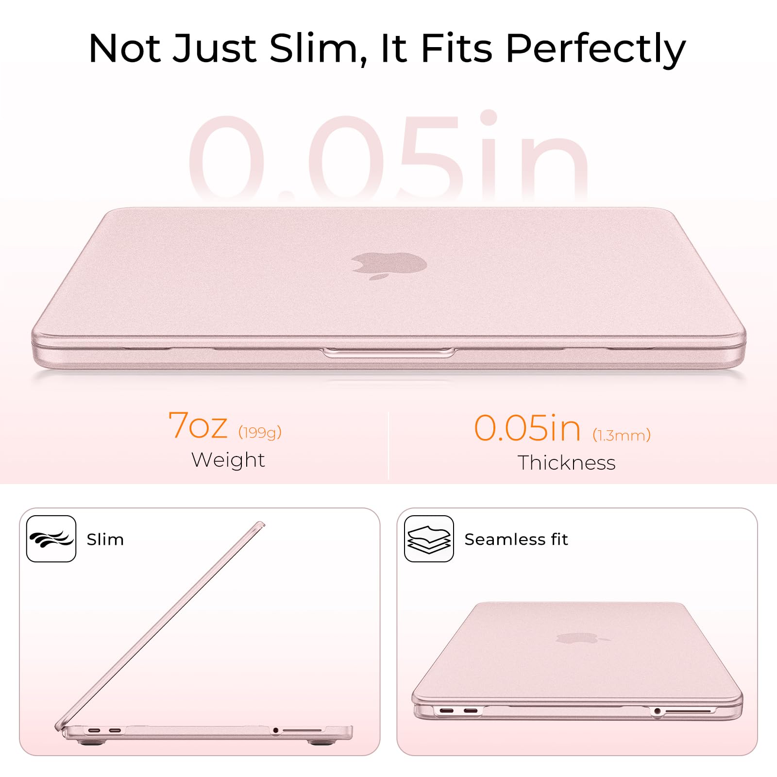 EooCoo for MacBook Neo Case 13 Inch Model A3404 2026 Release, Ultra-Thin & High Fit, Non-Yellowing Hard Cover, Slim Transparent Protective Shell Laptop Accessories, Matte Blush Pink