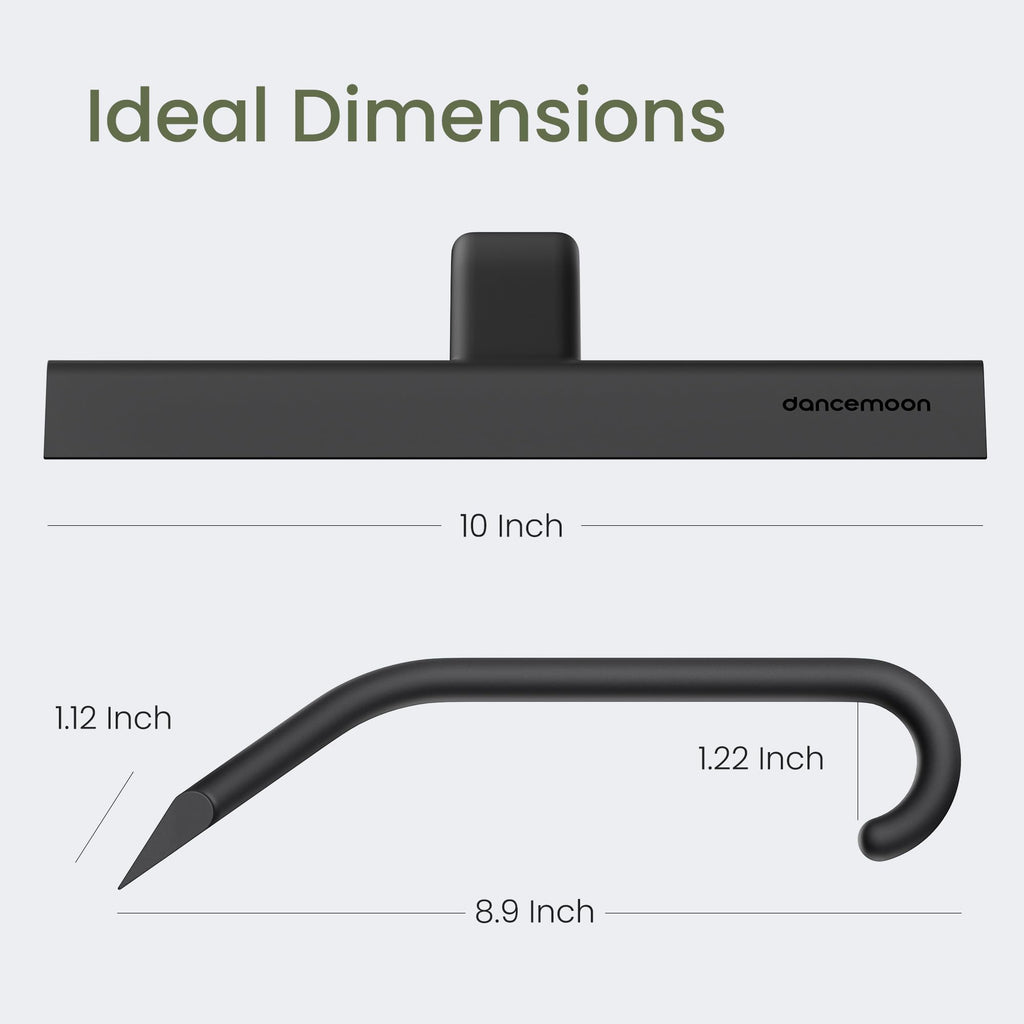 dancemoon JustHang Shower Squeegee for Glass Doors, All-One-Piece Silicone with Built-in Hook Design for Easy Hanging, Household Window Mirror Squeegee for Bathroom, Glass, Tile Wall,Car 10-Inch Black