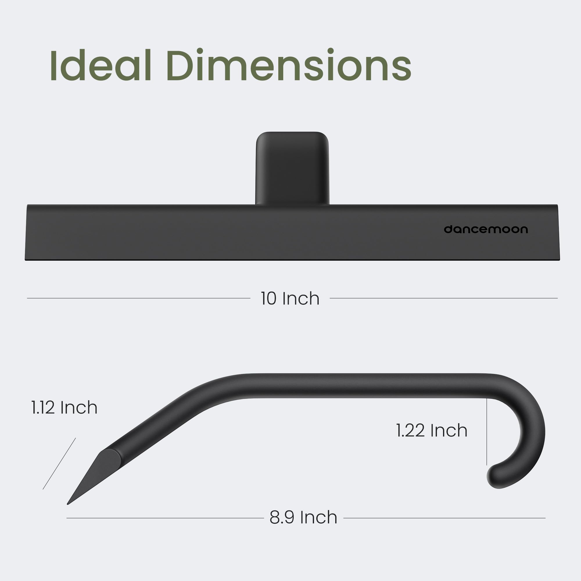 dancemoon JustHang Shower Squeegee for Glass Doors, All-One-Piece Silicone with Built-in Hook Design for Easy Hanging, Household Window Mirror Squeegee for Bathroom, Glass, Tile Wall,Car 10-Inch Black