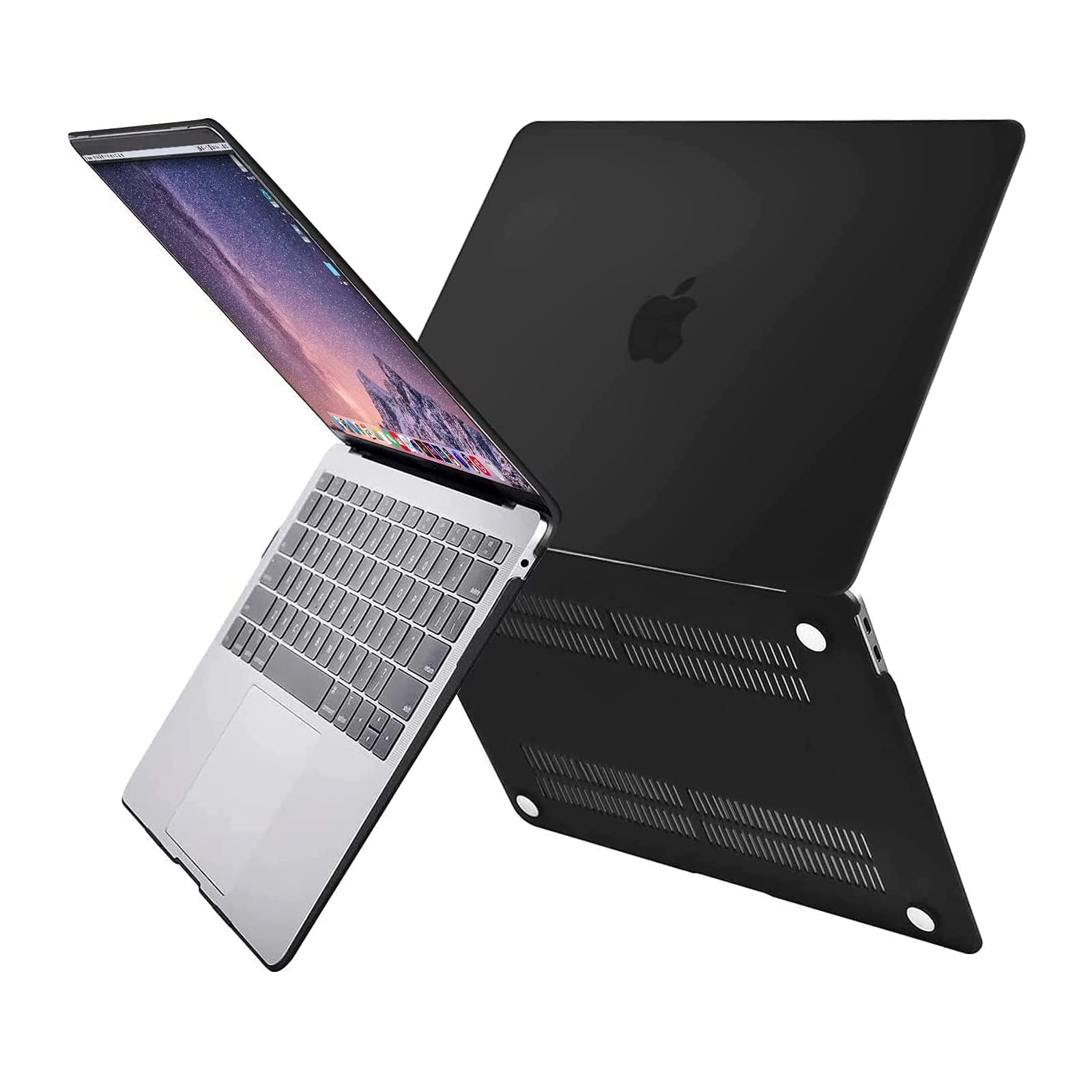 MOSISO Compatible with MacBook Air 13 inch Case M1 Chip 2021-2018 Release A2337 A2179 A1932, Plastic Hard Shell&Keyboard Cover&Screen Film&Storage Bag for MacBook Air 13.3 inch Case, Black