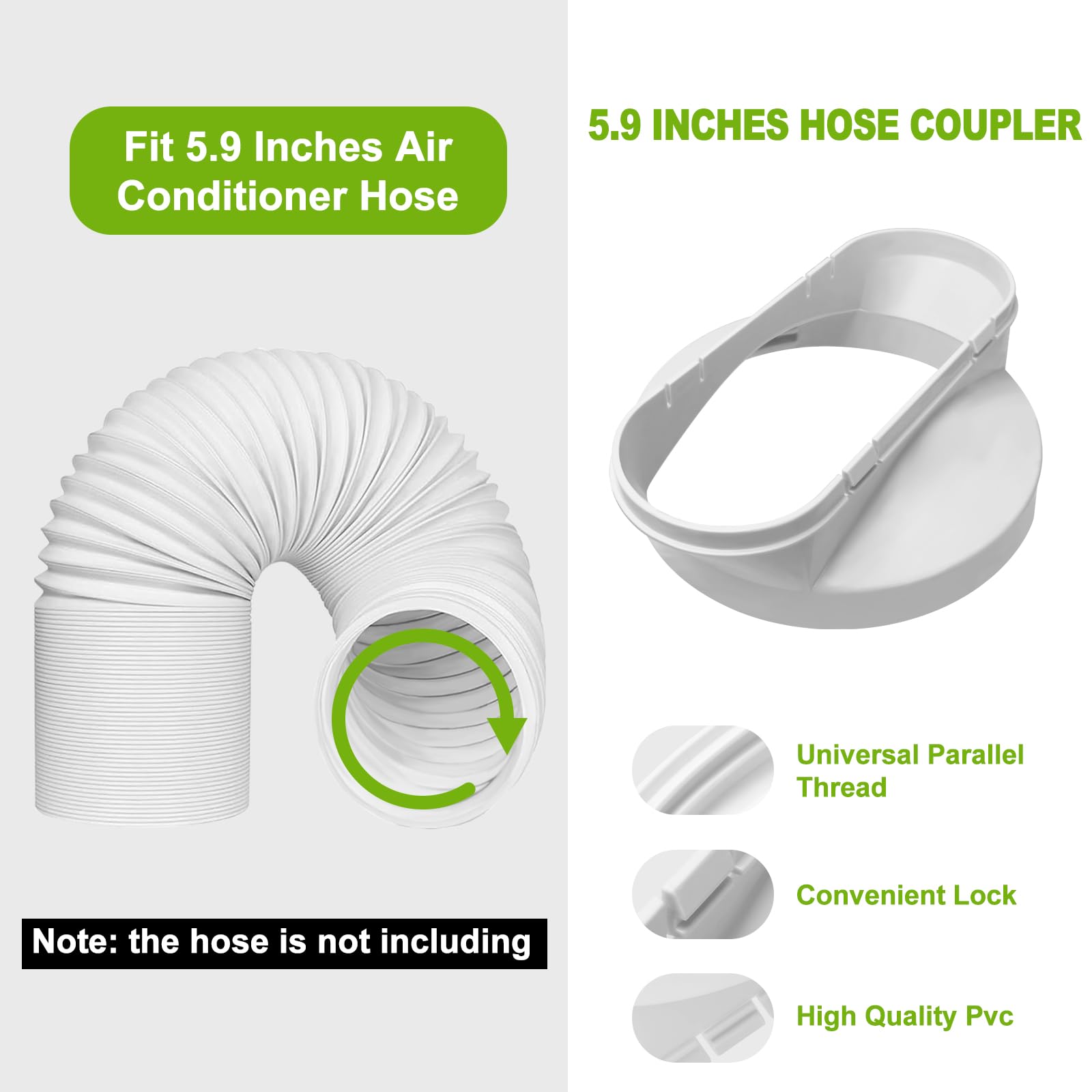 Portable Air Conditioner Window Vent Seal Kit with Universal Coupler, Adjustable Portable AC Vent Kit for Vertical & Horizontal Sliding Window, Fit for All AC with 5.9 Inch Diameter Exhaust Hose