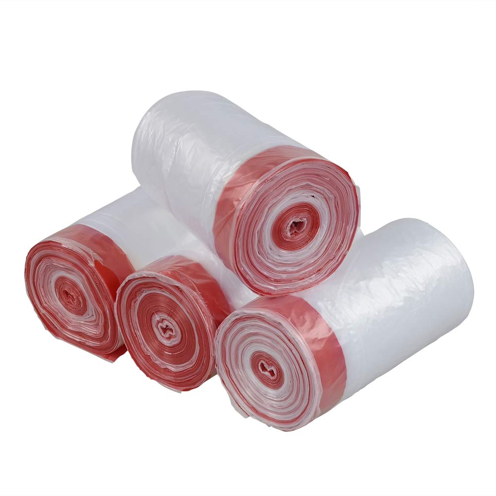 EudokkyNA 3 Gallon Drawstring Garbage Bags, Clear Kitchen Trash Bag, 220 Bags/4 Rolls