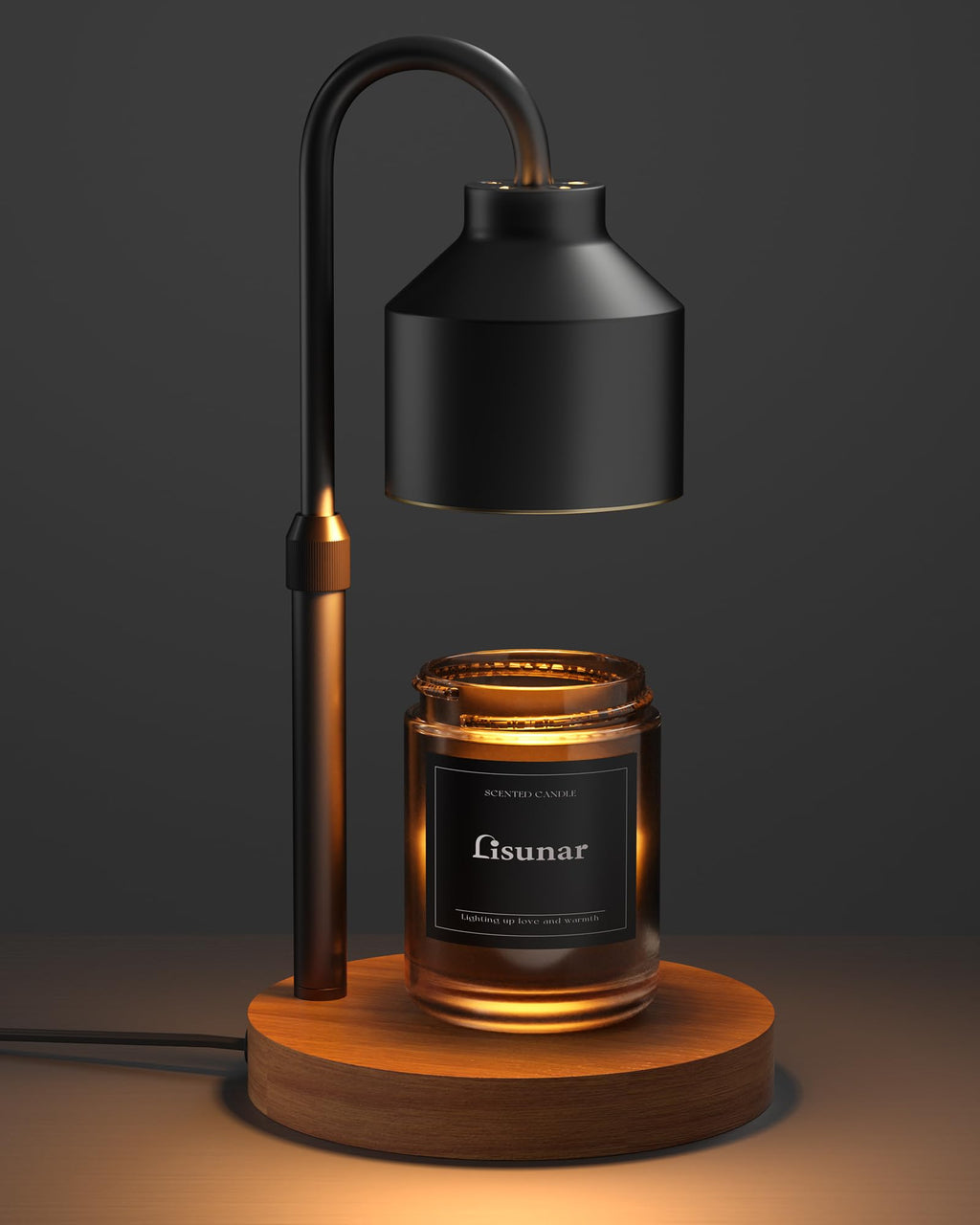 Electric Candle Warmer Lamp Black, Candle Lamp Warmer with Timer, Wax Warmer Lamp Candle Warmer for Jar Candles, Adjustable Height Candle Light Warmer with 2 Bulbs