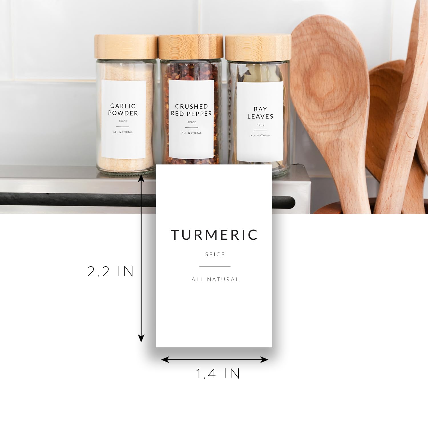 Minimalist Spice Jar Labels – 146 Preprinted Stickers for Spice, Herb & Seasoning Containers – Kitchen Pantry Organization