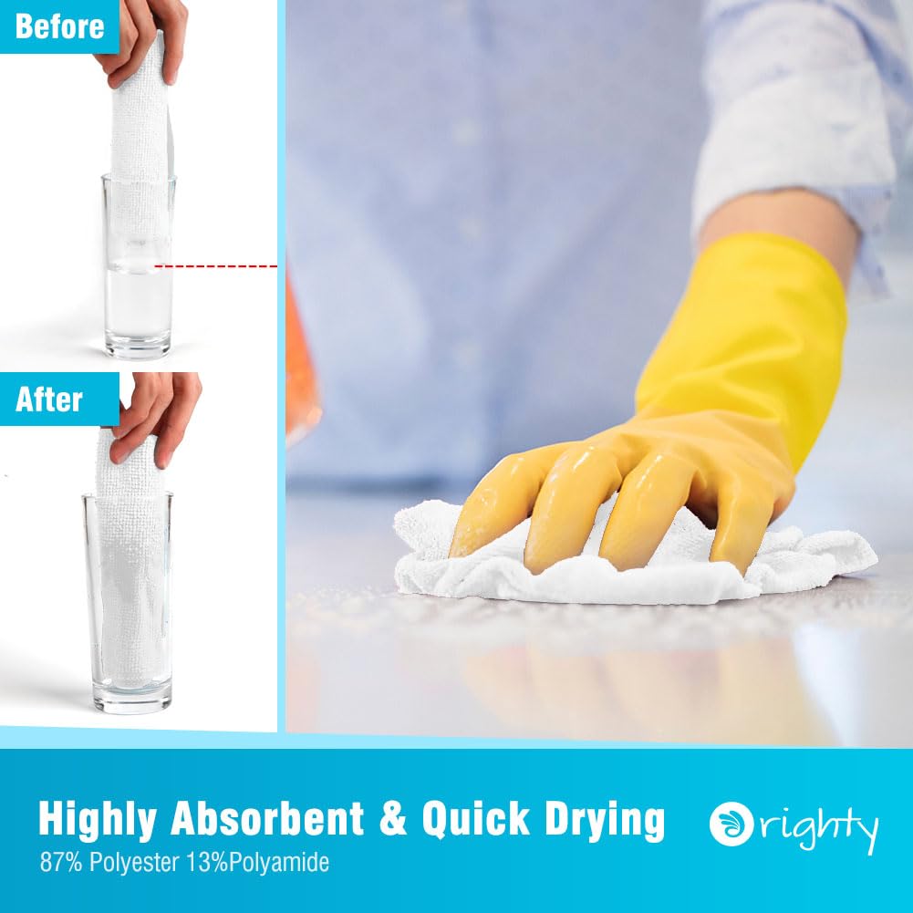 Orighty Cleaning Cloths, Shop Towels 150 Pack, Shop Rags Reusable, Microfiber Cleaning Rags Bulk for Cars, Multi-Purpose Lint Free Towels for Automotive, Mechanic, Kitchen, 29.2 x 29.2cm, White