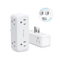 TROND Surge Protector Outlet Extender with 360° Rotating Plug, 2 Pack Flat Power Adapter Indoor, 6 Charging Station Ports, 3 Way Wall Splitters Expander for Home Office Dorm Bathroom Kitchen Travel