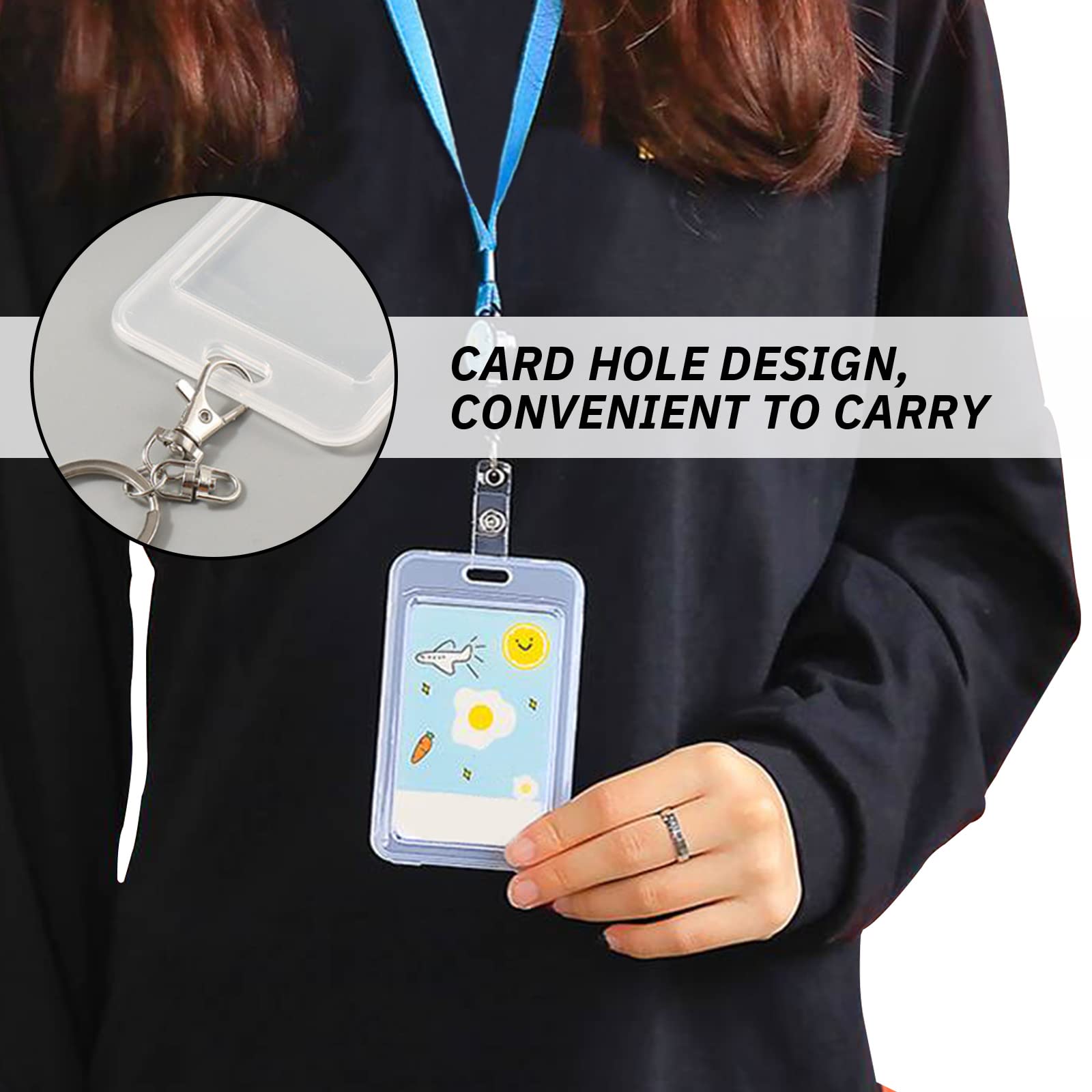 Huakaile 20Pcs Clear Vertical Name Tag Badge Id Card Holders Heavy Duty Transparent Badge Holder Double Sided Hard Rigid Bus Card Holder Case for Lanyard School Office Students