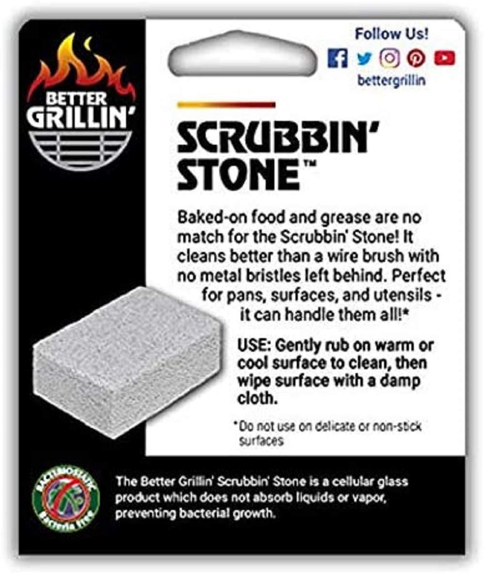 Better Grillin Scrubbin Stone Grill Cleaner-Scouring Brick/Barbecue Grill Brush/Barbecue Cleaner for BBQ, Griddle, 4pk