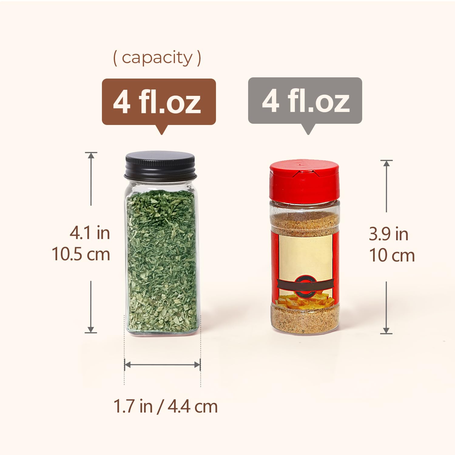 ComSaf 24Pcs 4oz Glass Spice Jars with Shaker Lids, 93 Labels, a Handy Funnel, a Pepper Grinder, Empty Spice Containers and Square Spice Bottles for Kitchen and Seasoning