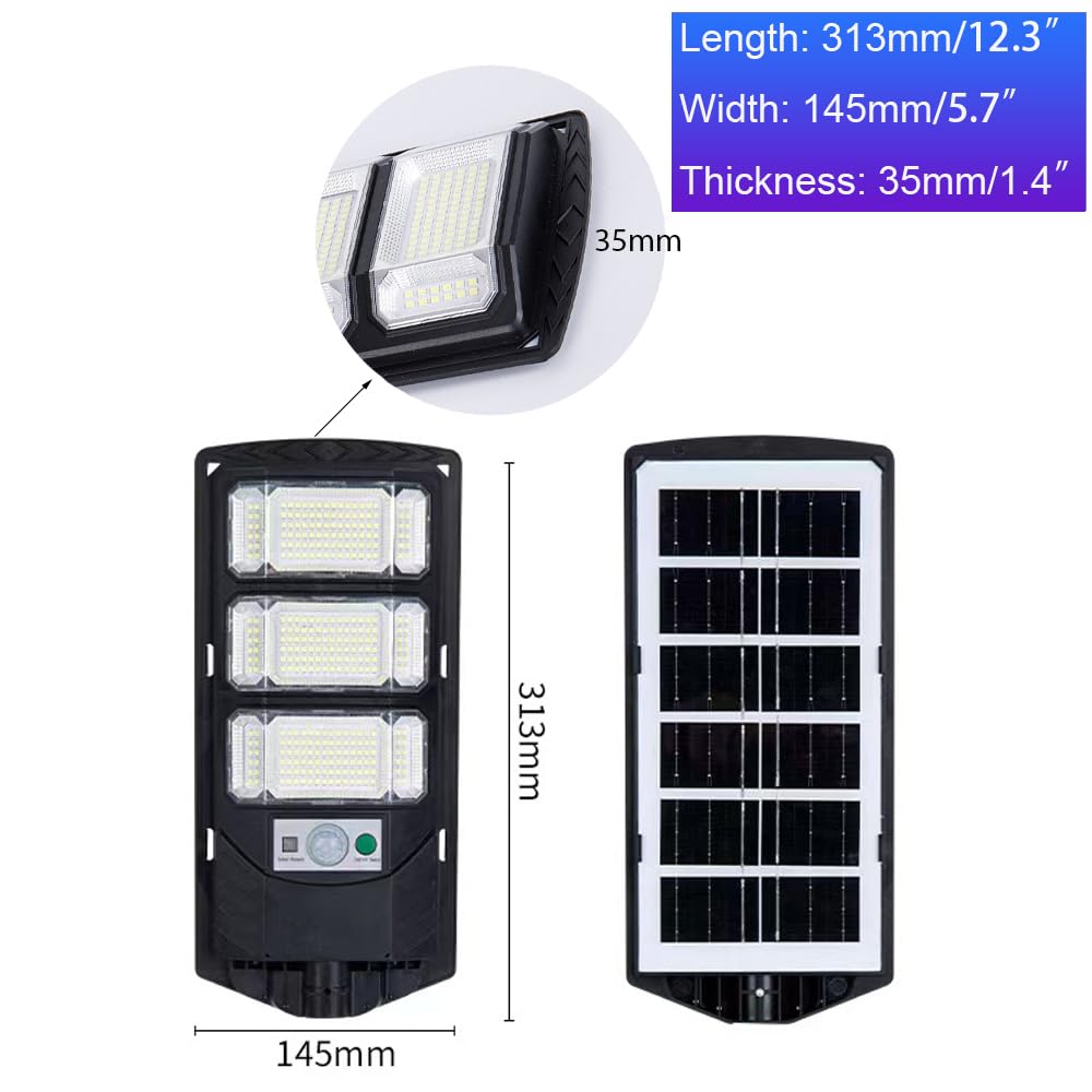 Solar Powered LED Street Light Outdoor Flood Lamp Waterproof Motion Sensor with Remote Control for Courts, Yards, Barns, Gardens, Docks, Factories