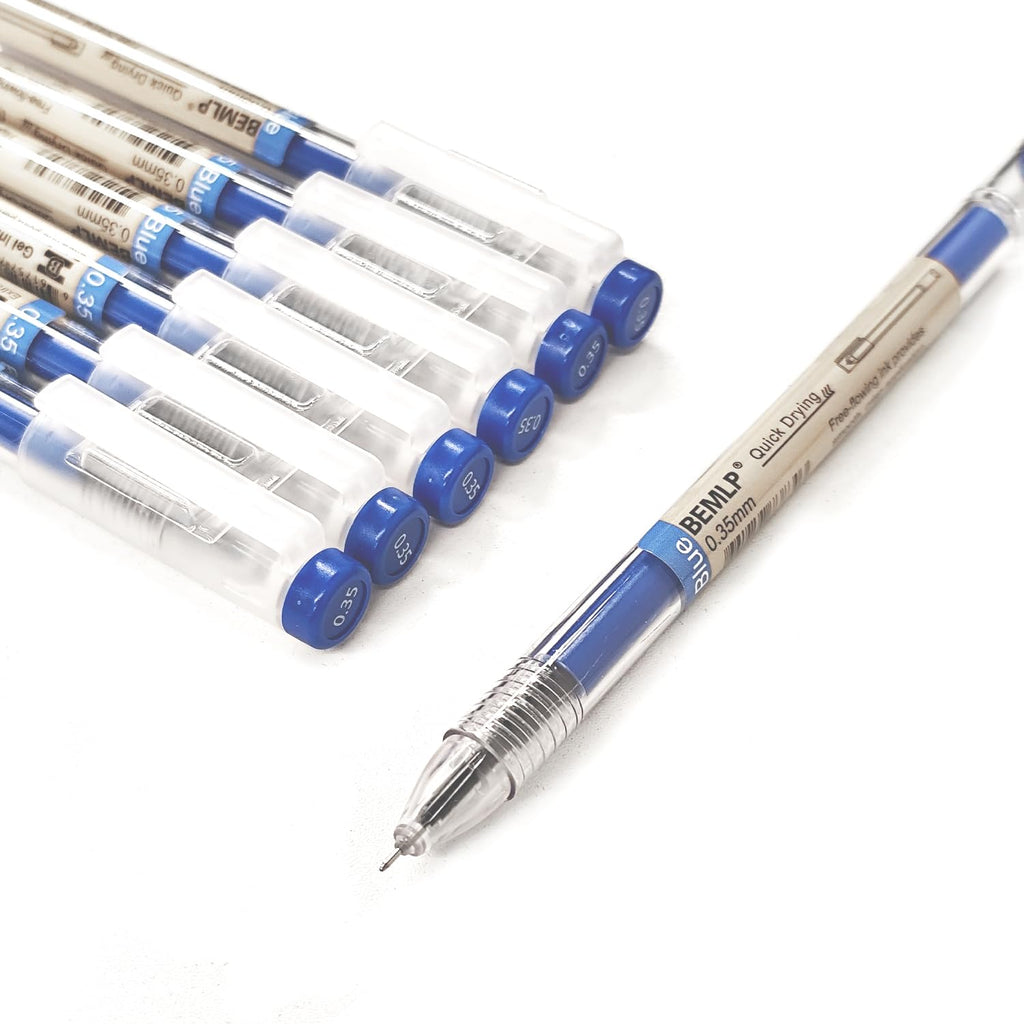 BEMLP Gel Ink Pen Extra fine point 0.35mm Blue Liquid Rollerball Pens Quick Drying Gel Pens School Office student Exam Writing Stationery Supply 12 Pcs/Set (Blue)