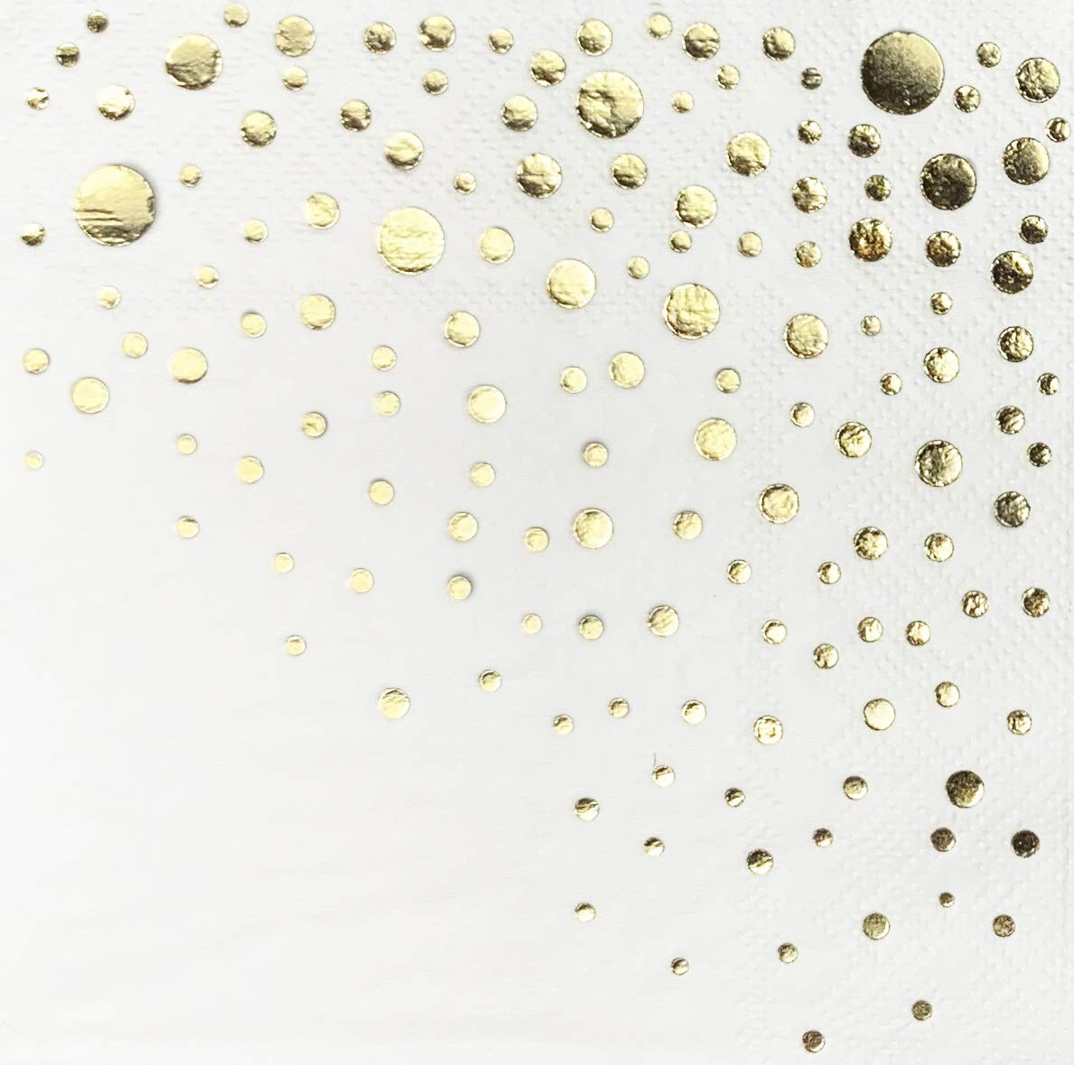 Stylish Gold Cocktail Napkins, 100 Holiday Cocktail Napkins, Paper Christmas Cocktail Napkins, 3-Ply White and Gold Napkins, 5 x 5 Inch Gold Party Napkins, Disposable Gold Napkins, Dessert Napkins