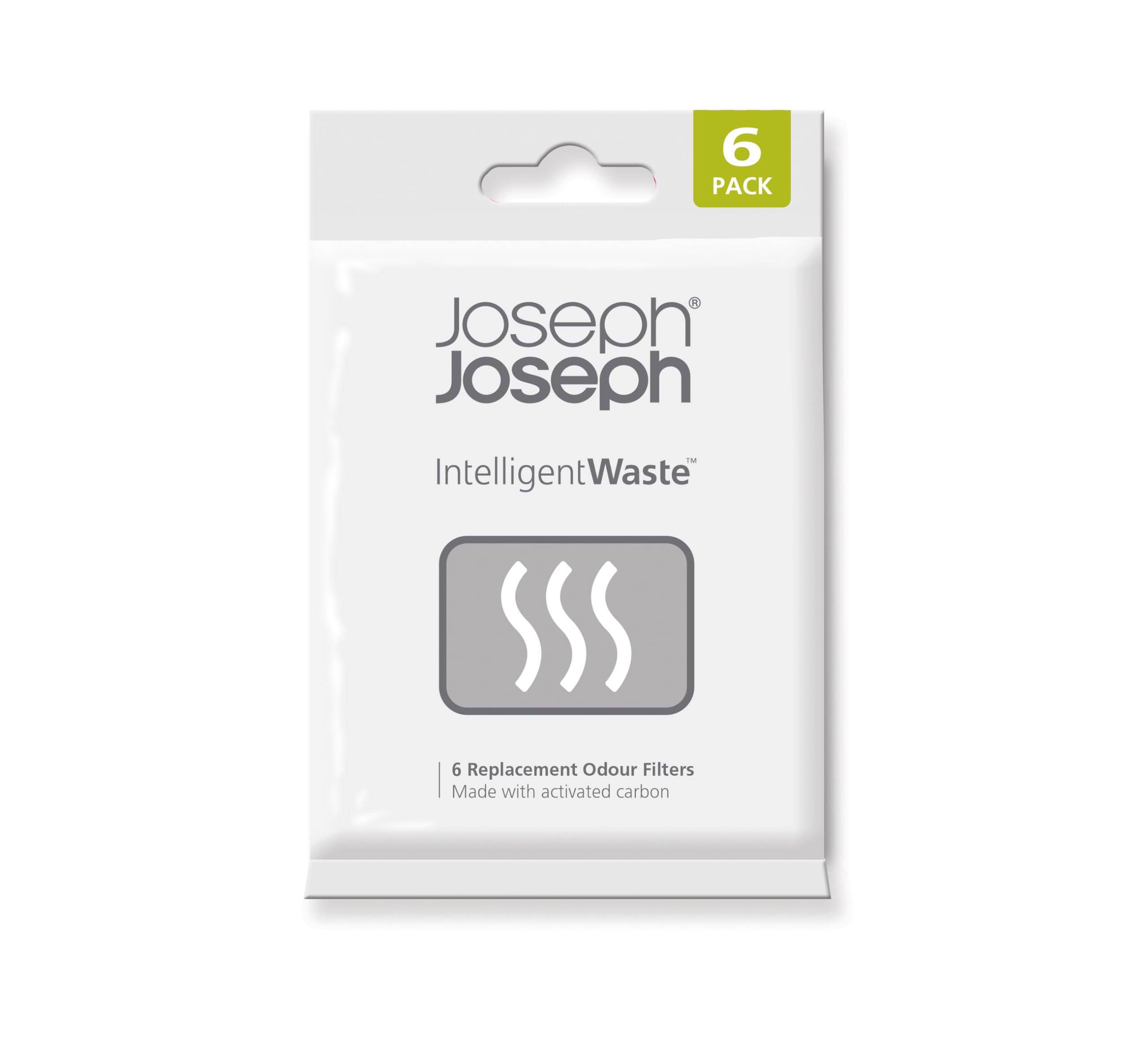 Joseph Joseph Intelligent Waste Activated Carbon Odor Filter Refills for Food Waste Caddy Kitchen Bin - Pack of 6