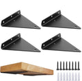 OVOV Triangle Shelf Brackets 3 inch 4 Pack Heavy Duty Floating Shelf Bracket Metal Hidden Brackets for Shelves Decorative Shelves Support （Black