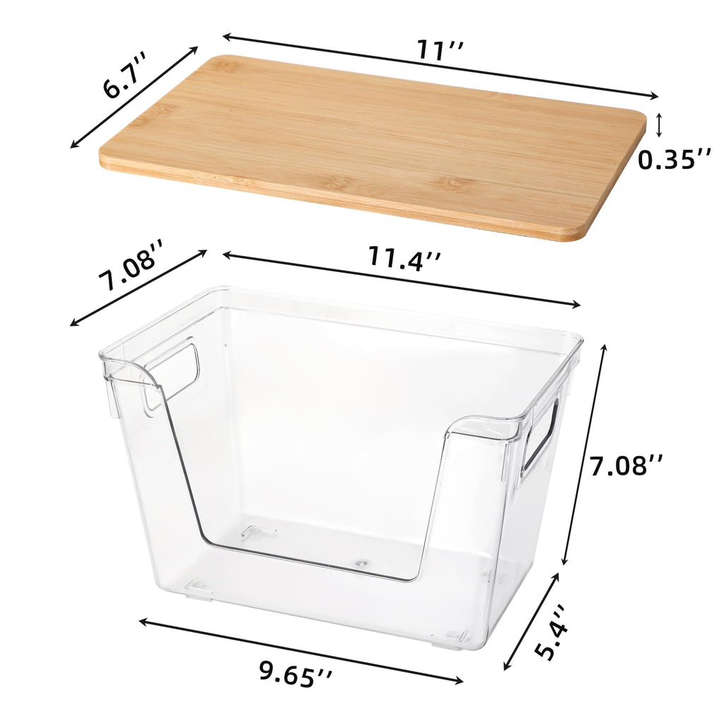 2 Set Pantry Organizers and Storage - Stackable Pantry Storage Bin Containers for Potato, Onion, Garlic, Fruit, Vegetable, Produce - Clear Front Open Kitchen Under Sink Organizer with Lid
