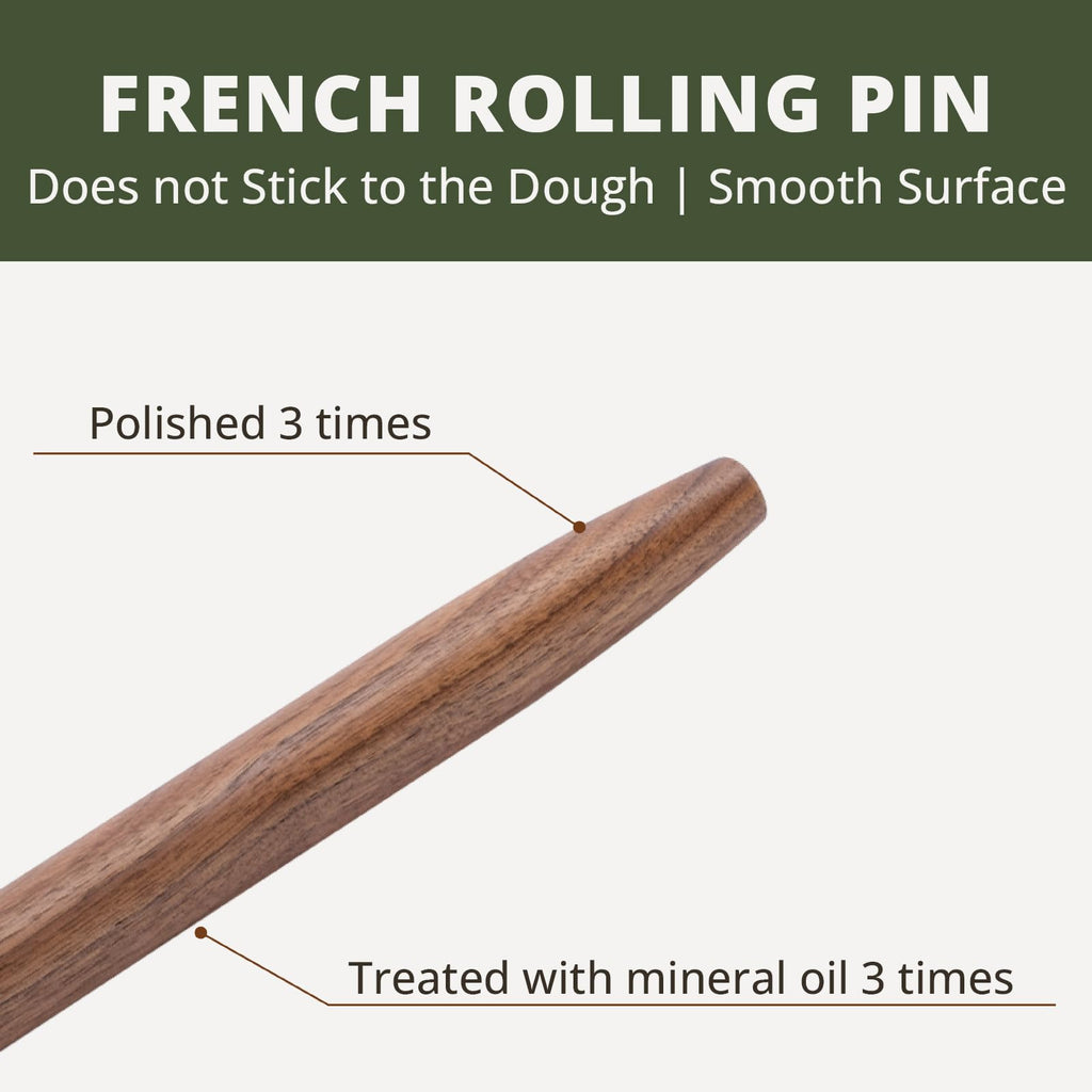 Muso Wood Walnut Rolling Pin for Baking (Walnut 15-3/4 Inch)