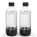 Mycket Soda Maker Bottles, 2 Pack Dishwasher-Safe Bottles for Water Carbonation Bottles, 1 Litre BPA Free Reusable PET Sparkling Water Bottles for Soda Machine, Black