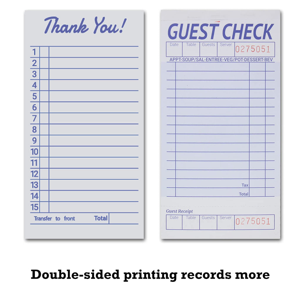 suituts 24 Pack Guest Checks Book/Server Note Pads, Waitress Notepad, Order Book for Restaurants, 1 Part Booked with 15 Lines, 50 Checks Per Book, with 6 Clips