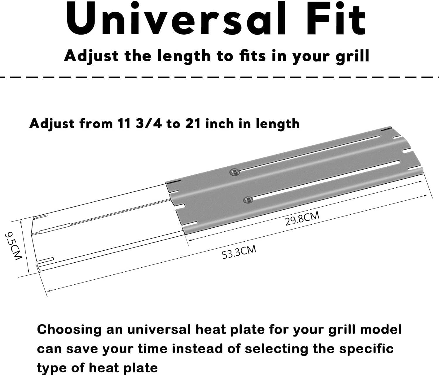 Hisencn Universal Heat Plate Shield, Adjustable from 11.75" to 21" Stainless Steel Flavorizer Bar, Burner Cover, Flame Tamer Heat Tent for Charbroil, Brinkmann,Dynaglo, Uniflame Gas Grill, 3 Pack
