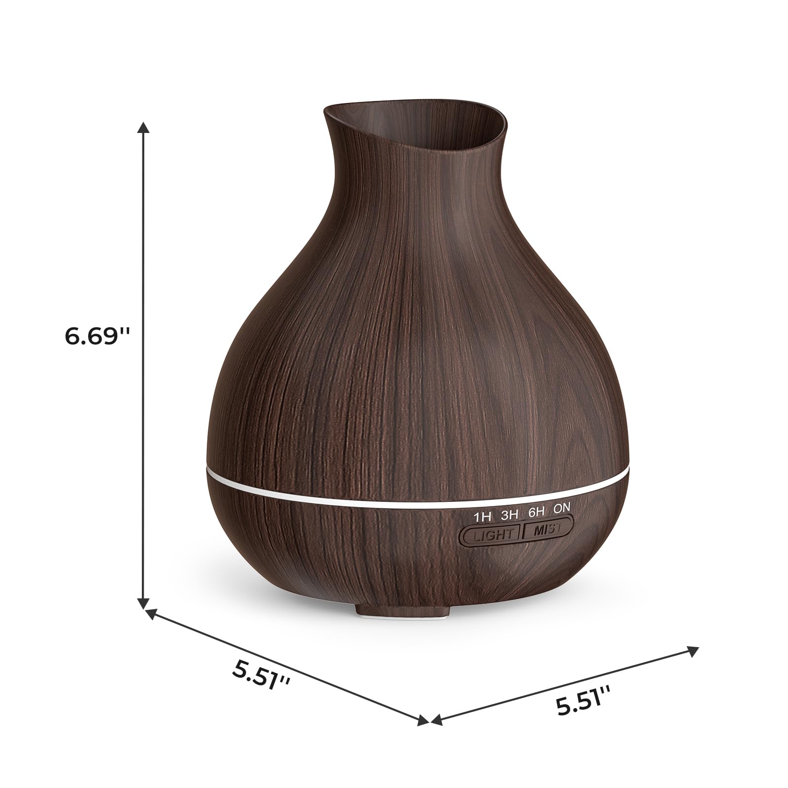 BZseed Aromatherapy Essential Oil Humidifier 550ml 12 Hours High Output for Large Room, Home, Waterless Auto-Off, 7 Color LED Lights Wood Grain Ultrasonic Cool Mist Diffusers,