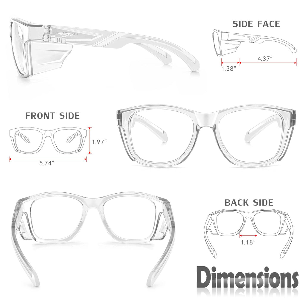 UKNOW Safety Glasses - Anti Fog Lenses - Eye Protection with Side Shields - ANSI Z87.1 Protective Eyewear - UV Protection