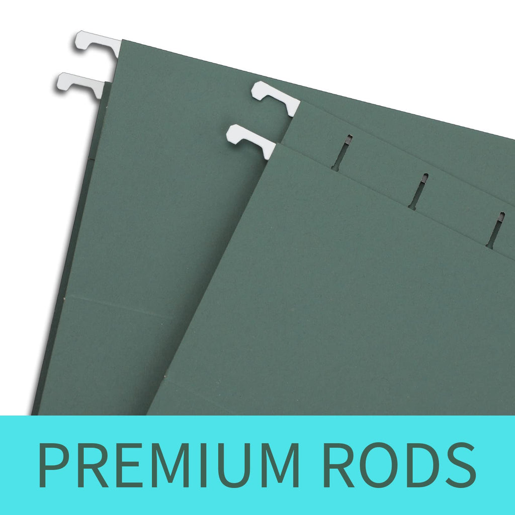 HERKKA Extra Capacity Hanging File Folders, 30 Pack Reinforced Letter Size Hanging Folders with Heavy Duty 0 Inch Expansion, Designed for Bulky Files, Green