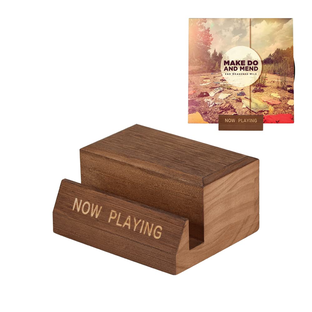 Vinyl Record Holder Display Stand - Tabletop Now Playing Album Cover Holder - Now Spinning Record Rack - Single CD Stand LP Display Shelf - Wooden Vinyls Records Storage Organizer - Modern Home Decor
