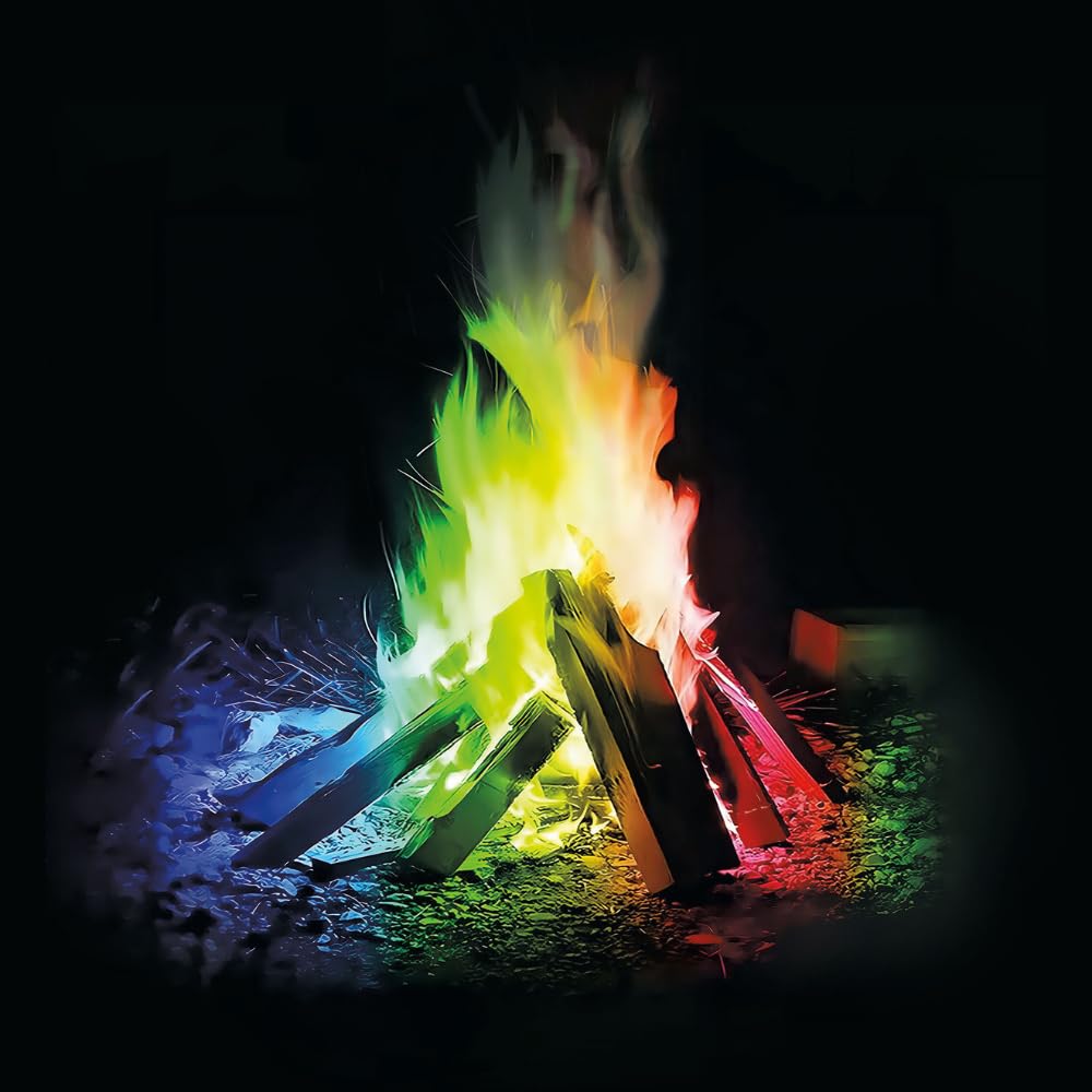 Color Flame Packets - Safe for Indoor & Outdoor Use - 1 Hour Burn for Campfires, Fireplaces, Firepits - No Need to Open Just Drop in - Perfect for Christmas, Birthdays (15)