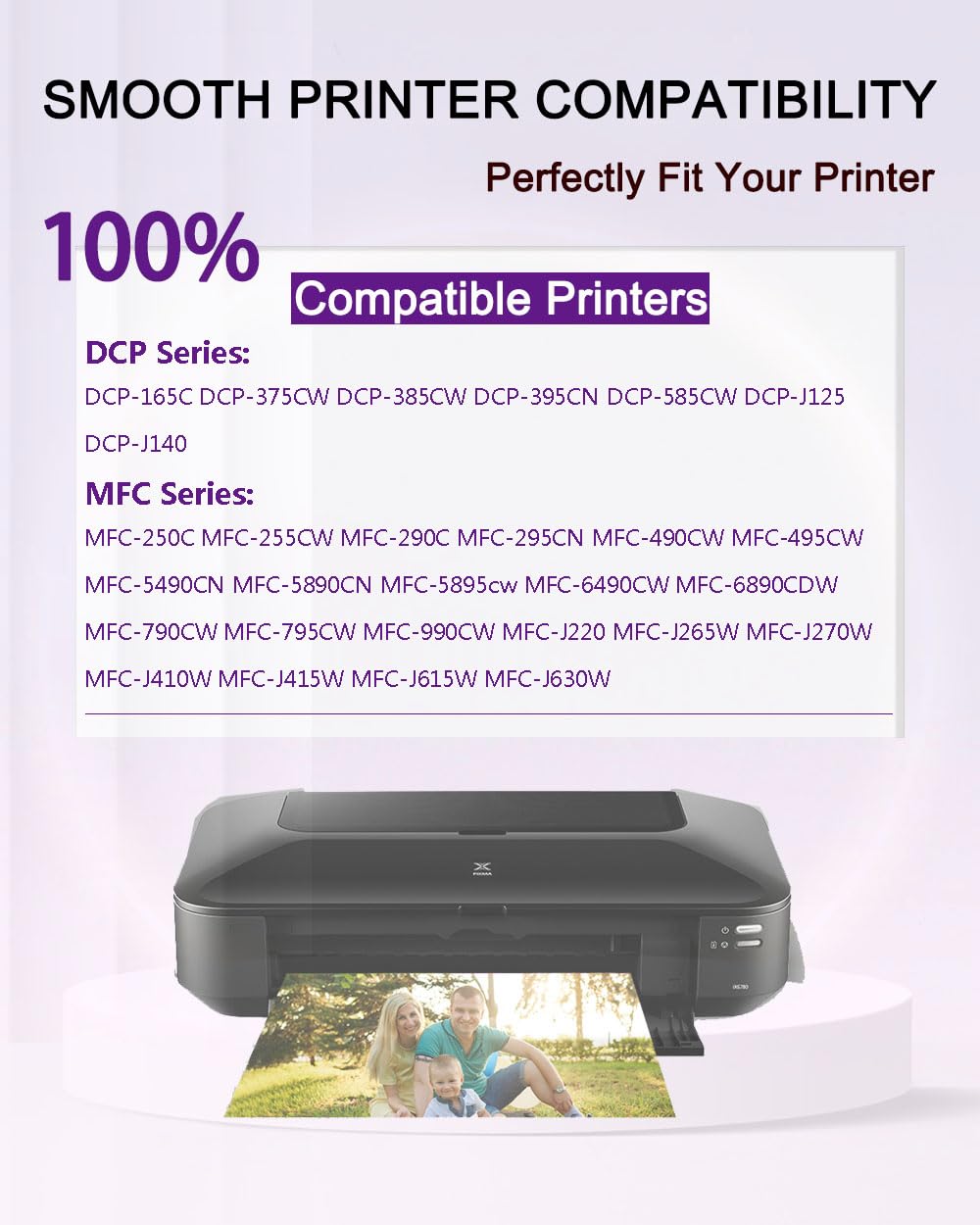 Wolfgray 8PK LC61BK Ink Cartridges Replacement for Brother LC-61 LC65 LC-61BK to use with MFC-290C MFC-295CN MFC-J410W MFC-J415W (8 Black)