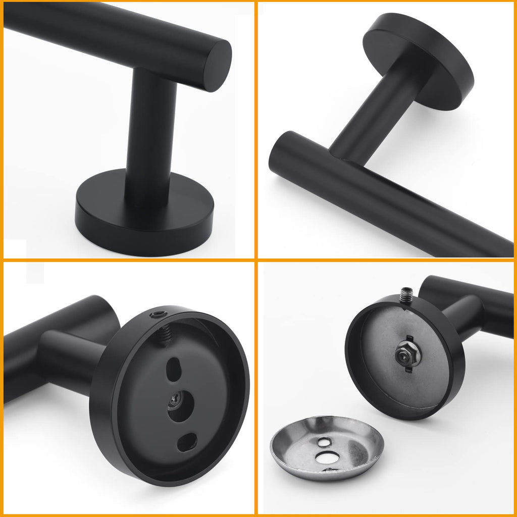 Nolimas Matte Black Bath Hand Towel Bar Single Bars Towel Rack Rod Classic Wall Mounted Stainless Steel Bathroom Towel Bar Toilet Kitchen Towel Shelf Single Layer,12inch