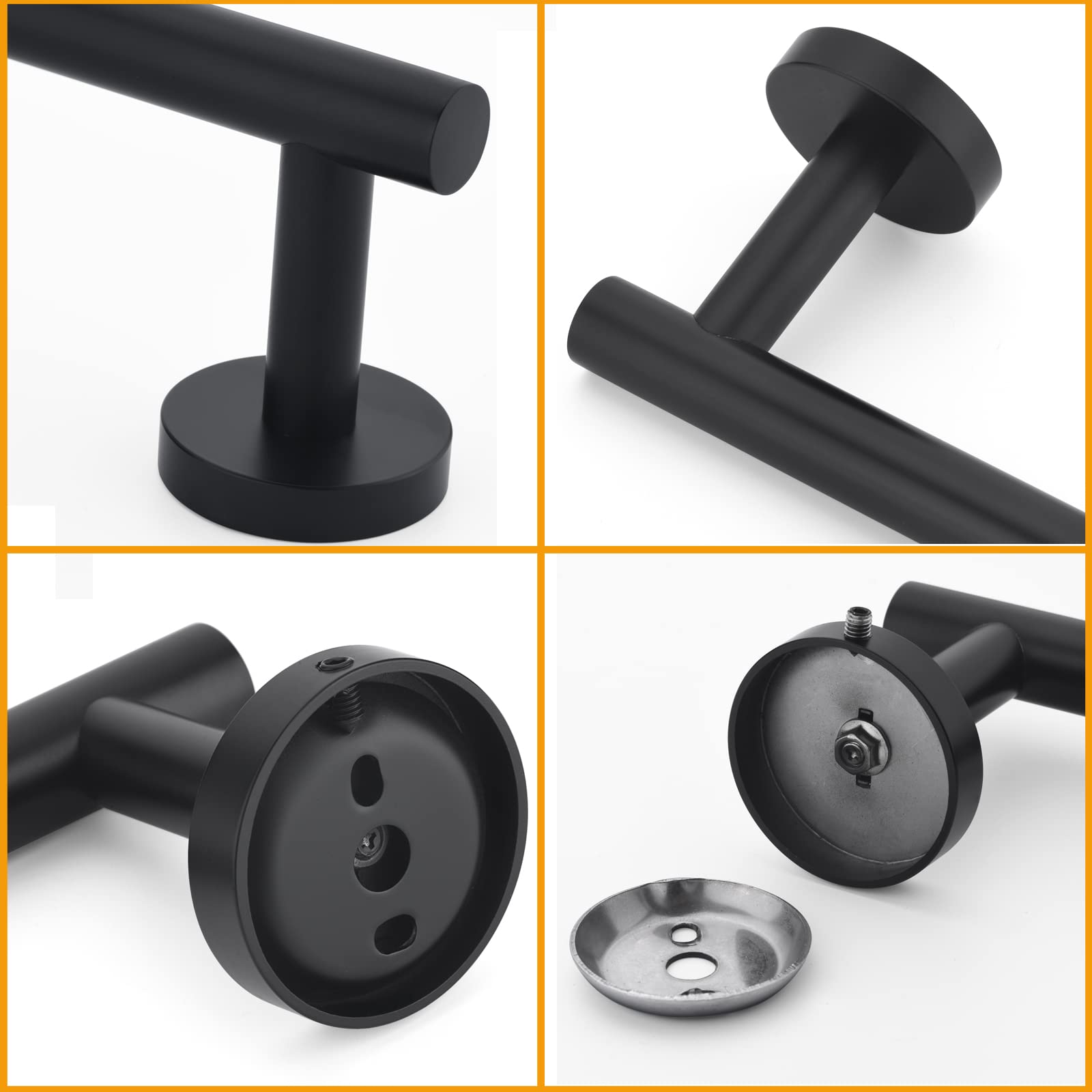 Nolimas Matte Black Bath Hand Towel Bar Single Bars Towel Rack Rod Classic Wall Mounted Stainless Steel Bathroom Towel Bar Toilet Kitchen Towel Shelf Single Layer,12inch