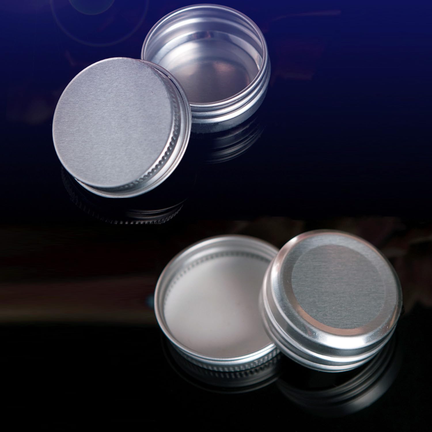 PLAZOTTA 60 Pack 0.5 OZ/15ML Aluminum Round Lip Balm Tin Containers with Screw Lid, Mini Metal Storage Travel Tins Silver Empty Tin Jars