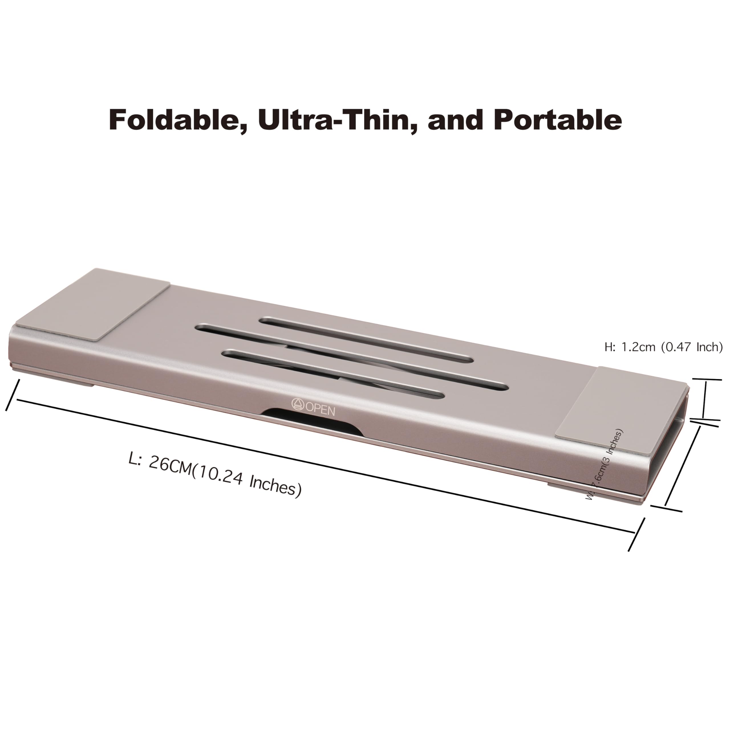 Psitek Aluminum Fold & Laptop Riser Stand 3-in-1 Adjustable, Foldable Cooling Stand with Integrated Storage Box, Ruler and Ultra-Slim Portable Design for MacBook, Tablet, Ipad, Keyboard and All Laptop