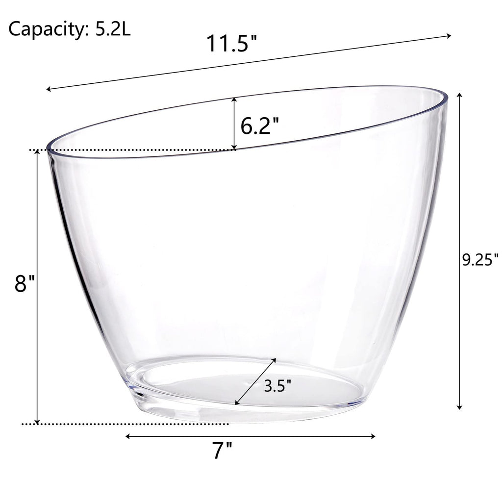 Lawei 2 Pack Acrylic Ice Bucket, 5.2L Clear Plastic Champagne Wine Bucket Chiller, Oval Bar Ice Cooler Container, Food Grade Beverage Storage Tub for Champagne, Beer Bottles, Drinks, Bar and Parties