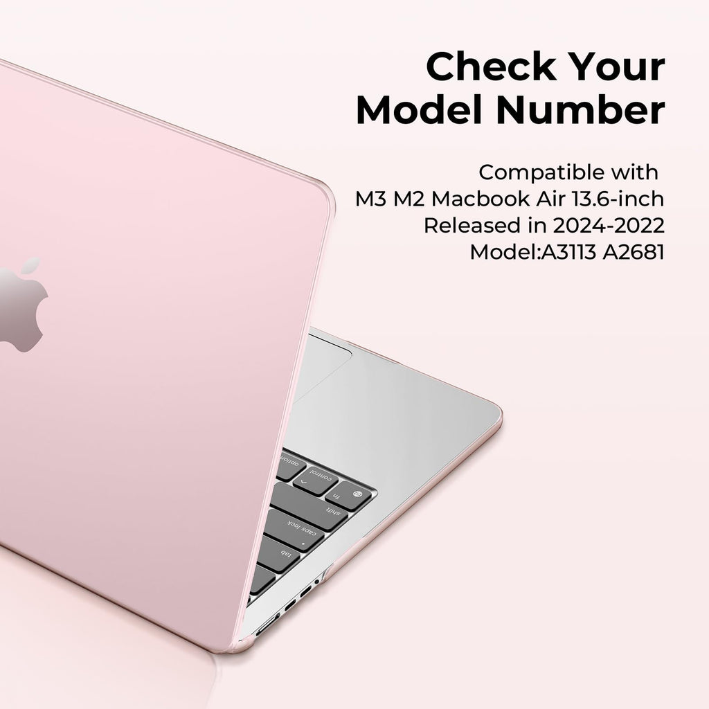 EooCoo Case Compatible with MacBook Air 13 inch M5 M4 M3 M2 2026-2022 A3449 A3240 A3113 A2681, 13.6" Hard Case Cover & Keyboard Skin & Screen Protector for Laptop Air 13.6 inch - Milky Pink